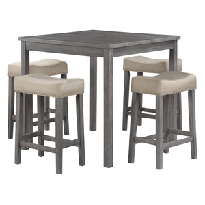 OSP Home Furnishings Celina 5-Piece Counter Height Set Antique Grey/Lt Grey