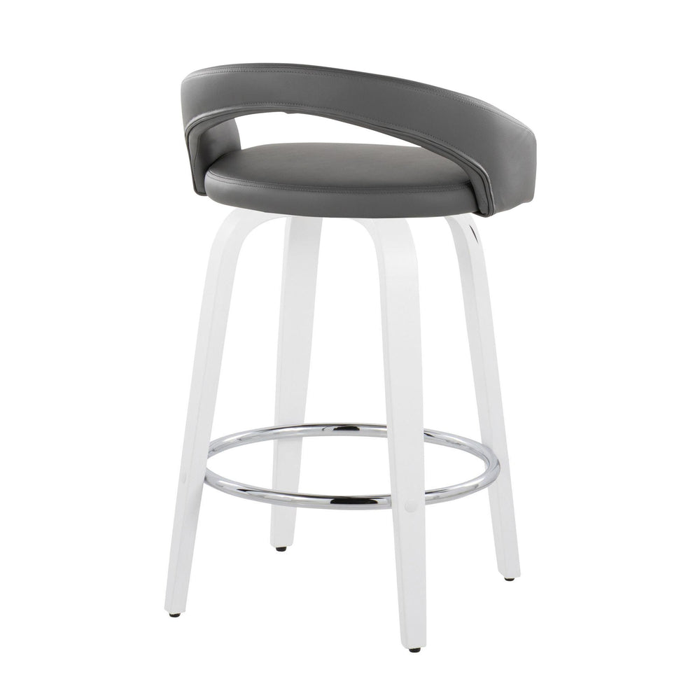 English Elm Fixed-height Swivel Counter Stools with Faux Leather Seats and Chrome Footrest Set of 2 B202S01833