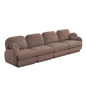 English Elm 137"chenille Cloud Sofa Deep Seat Four Seater with Quilted Cushions for Living Room Rose Dust W714S01780