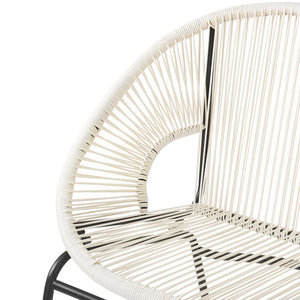 English Elm Christopher Knight Home® - NUSA Faux Wicker 3-Piece Outdoor Patio Chat Set with Rustproof Iron Frame, Curved Club Chairs & Loveseat White NUSA3PCSETWHI