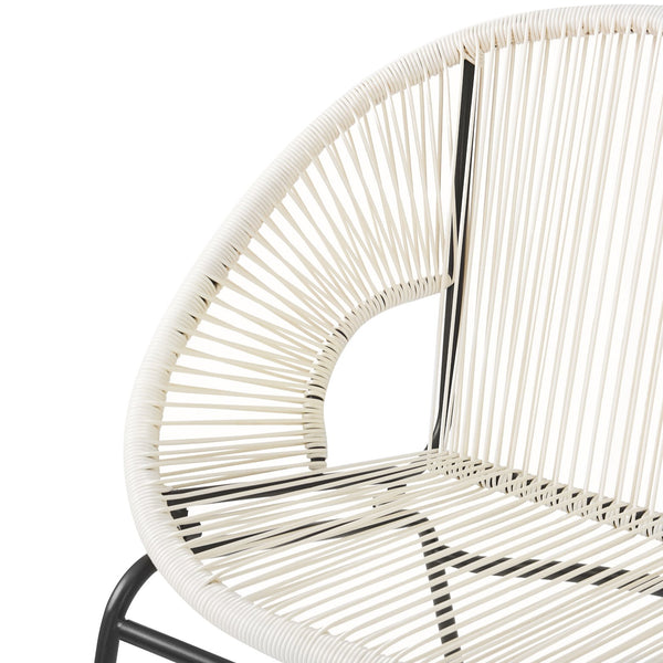 English Elm Christopher Knight Home® - NUSA Faux Wicker 3-Piece Outdoor Patio Chat Set with Rustproof Iron Frame, Curved Club Chairs & Loveseat White NUSA3PCSETWHI