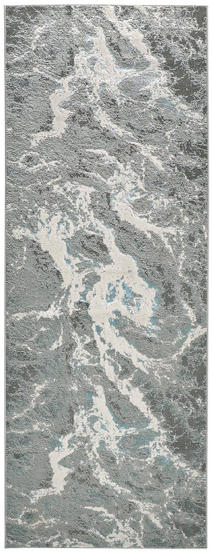 Feizy Rugs Azure Contemporary Abstract Low Pile Rug - Stain-resistant, Durable, And Perfect For High Traffic Areas Silver,Gray,Ivory Polyester,Polypropylene Azr3539fgryblui71