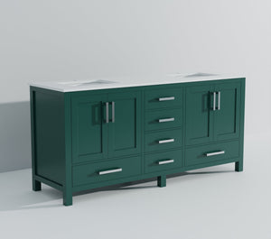 English Elm Green Double Bath Vanity 72 in W x 22 in D with Cultured Marble Top — Solid Wood, Soft-Close, Ample Storage, Scratch-Resistant Surface B2731P259120