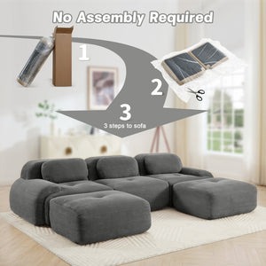 English Elm U-shaped Modular Sectional Corduroy Sofa with Wide Armrests for Living Room Comfort Grey W714S01268
