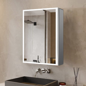 English Elm Mesa Aluminum Led Medicine Cabinet with Defogger Touchscreen and Soft Close Door B2731P478358