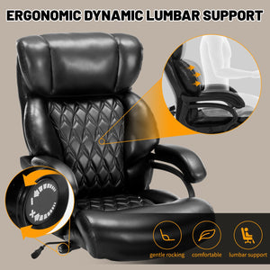 English Elm 600lbs Capacity Executive Office Chair Wide Seat Pu Leather High Back with Lumbar Support Black W5201P418328