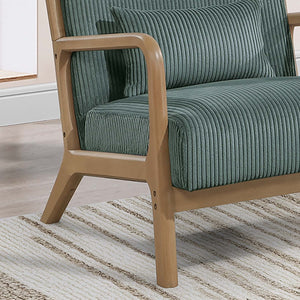English Elm Sage Corduroy Accent Chair with Pillow — Modern Low-Profile Lounge Seat, Slanted Wood Legs, Cozy Comfort B011P369878