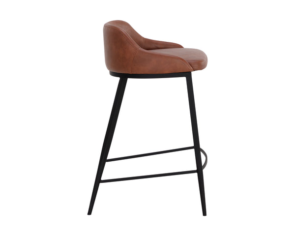 Sunpan Astra Counter Stool - Modern Faux Leather Design with Strong Iron Legs for Stylish Comfort Black / Cinnamon Brown