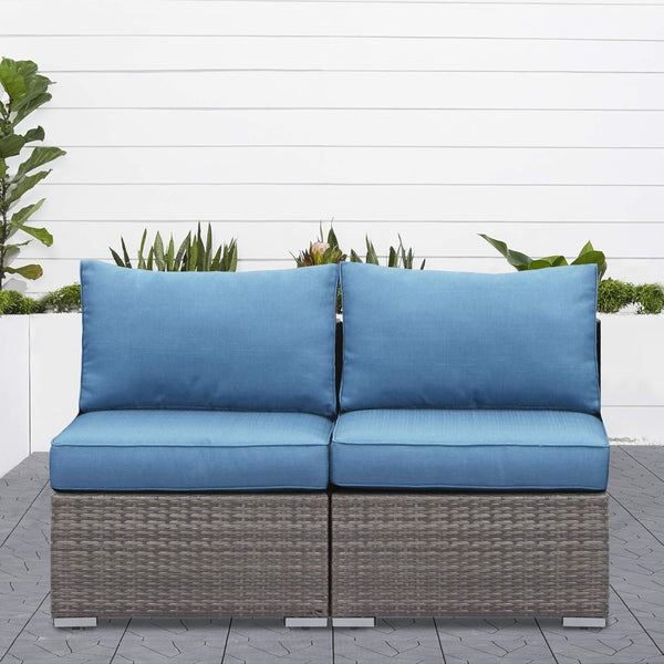 English Elm 59.8"width Outdoor Pe Rattan Modular Loveseat Set with Weather Resistant Cushions B082P455123