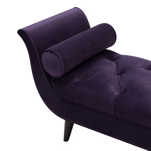 English Elm Alma Velvet Tufted Entryway Bench with Flared Arms and Bolster Pillows Included B2719P238450