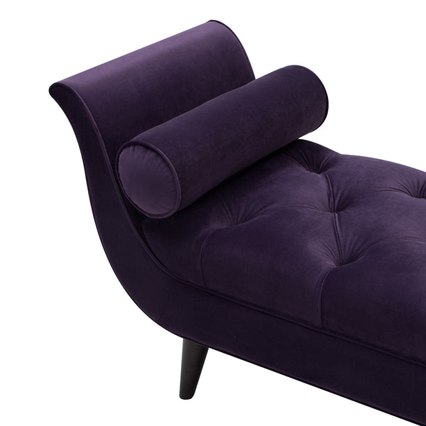 English Elm Alma Velvet Tufted Entryway Bench with Flared Arms and Bolster Pillows Included B2719P238450