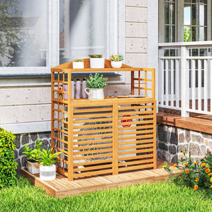 English Elm Outsunny Fir Wood Ac Enclosure Outdoor Privacy Screen with Plant Shelves Patio W2225P485608