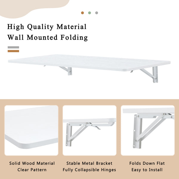 English Elm Laundry Room Folding Table - Space-Saving Wall-Mounted Workstation For Home, Office, And Garage W3226P325707