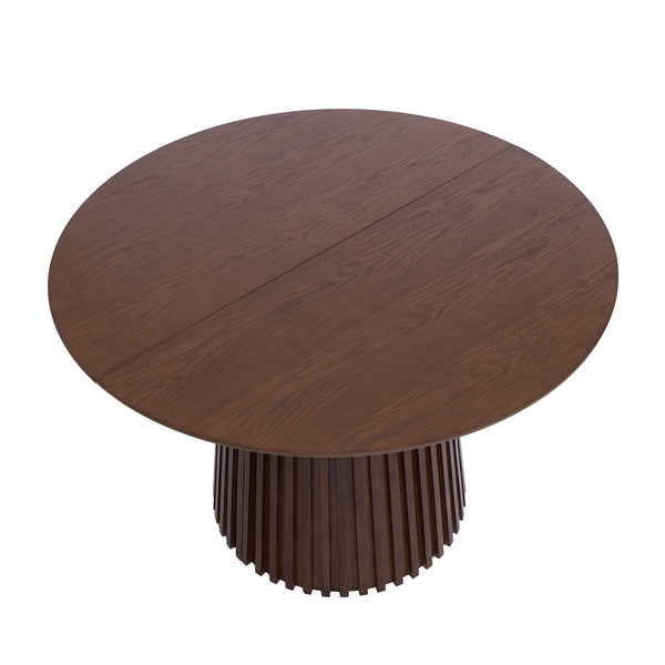 English Elm 47"-78" Extendable Round Oval Dining Table Fluted Pedestal Seats 8 Mid Century N768P399828D_N768P399829D