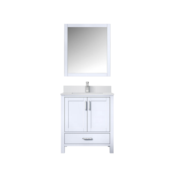 English Elm White Bath Vanity with Cultured Marble Top, Chrome Faucet & 28" Mirror, Scratch-Resist Durability B2731S01324