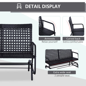 English Elm Rattan Outdoor Swivel Rocker Chair Pe Wicker Patio Seat with Cushioned Backrest T3971P384289