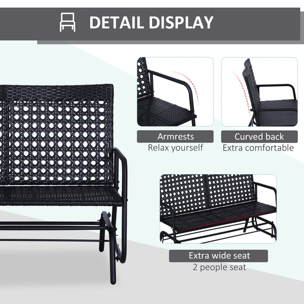 English Elm Rattan Outdoor Swivel Rocker Chair Pe Wicker Patio Seat with Cushioned Backrest T3971P384289