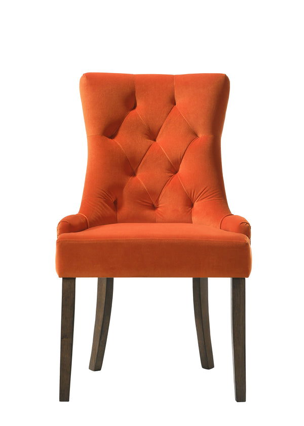 English Elm Farren Orange Velvet Side Chairs Set of 2 — Tufted Back, Nailhead Trim, Plush Cushioning & Sturdy Oak Frame B2726P264600