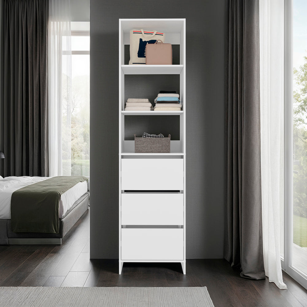 English Elm Maplewood Slim Vertical Closet Cabinet for Small Spaces with Upper Enclosed Storage B092S00302