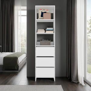 English Elm Maplewood Slim Vertical Closet Cabinet for Small Spaces with Upper Enclosed Storage B092S00302