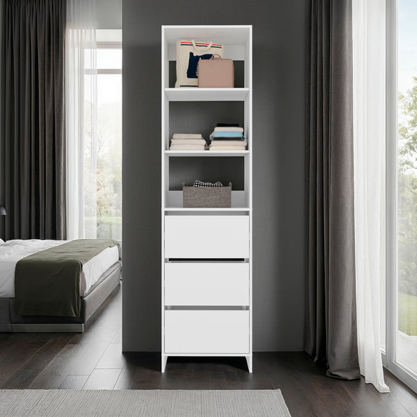 English Elm Maplewood Slim Vertical Closet Cabinet for Small Spaces with Upper Enclosed Storage B092S00302