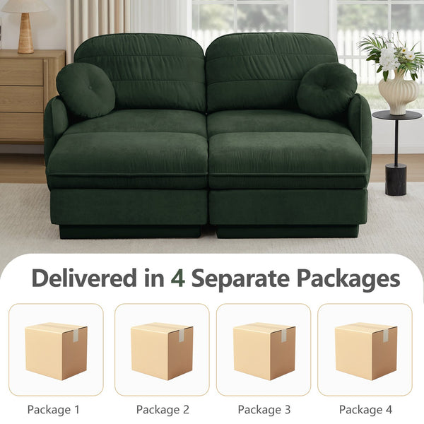 English Elm Chenille Cloud Modular U-shaped Sectional Sofa with Quilted Cushions for Living Room Green W714S01767