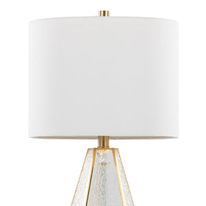 English Elm Glass Glam Table Lamp Set Two Linen Shade Nightstand Bedroom Accent Lighting Gold,White B202P471580