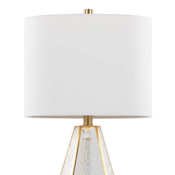 English Elm Glass Glam Table Lamp Set Two Linen Shade Nightstand Bedroom Accent Lighting Gold,White B202P471580