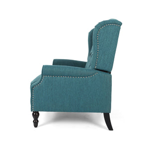 English Elm Christopher Knight Home® - Push Back Recliner Chair with Nailhead Trim and Tufted Wingback, Oversized Pushback Lounge Comfort Teal 64257.00T