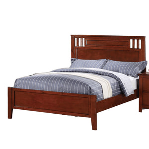 English Elm Simple Modern Full Size Bedframe with Carved Vertical Lines, Rubberwood MDF Construction, Elegant Design Cherry,Espresso 81 L x 8 W x 4 H B011S01987