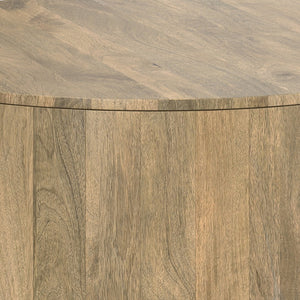 English Elm Millbury Solid Mango Wood Round Coffee Table Rustic Drum Design for Living Room Brown B136P429082