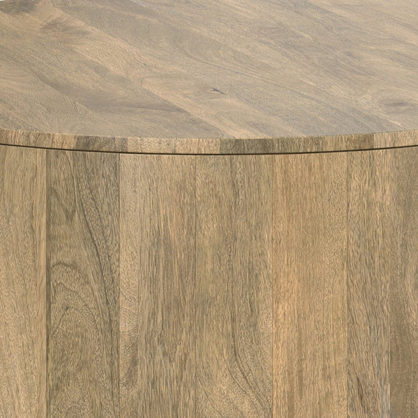 English Elm Millbury Solid Mango Wood Round Coffee Table Rustic Drum Design for Living Room Brown B136P429082