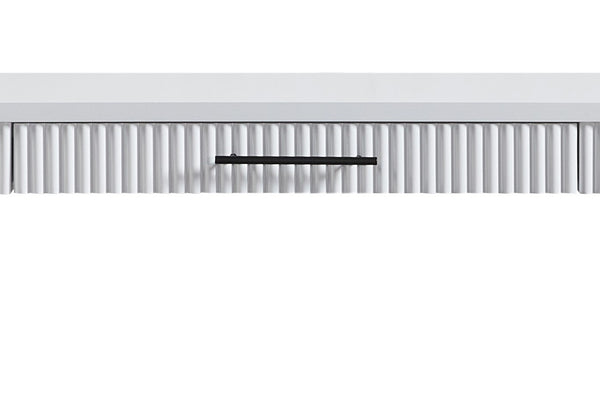 English Elm White Writing Desk with Reeded Fronts, Birch Veneer, Solid Wood Frame, 1 Storage Drawer, Transitional Design B2699P270990