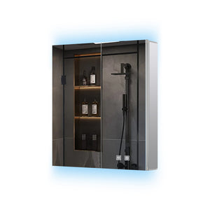 English Elm Corsica Double Door Led Medicine Cabinet with Defogger and Soft Close Aluminum Frame B2731P477798