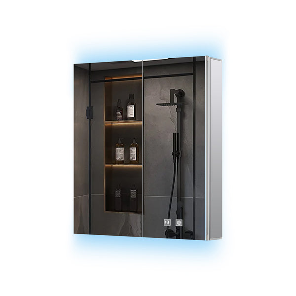 English Elm Corsica Double Door Led Medicine Cabinet with Defogger and Soft Close Aluminum Frame B2731P477798