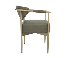 Sunpan HELOISE Dining Armchair - Luxurious Ivanhoe Pine Faux Leather with Gold Stainless Steel Frame 112660