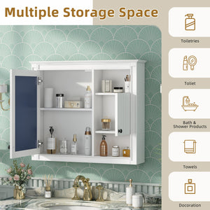 English Elm 32'' Modern Medicine Cabinet with Mirror, Wall-Mounted 3-Shelf Bathroom Storage, White MDF Finish N710P252505K