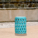 Christopher Knight Home® - Noble House - Pecola Indoor 12 Inch Diameter Lattice Matte Teal Iron Side Table