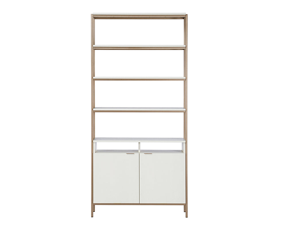 Sunpan Ambrose Modular Bookcase - Modern Oak Design with Elegant Iron Frame, Perfect for Any Space Large - 39.25W x 16.5D x 82.75H