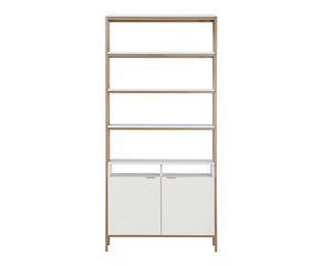 Sunpan Ambrose Modular Bookcase - Modern Oak Design with Elegant Iron Frame, Perfect for Any Space Large - 39.25W x 16.5D x 82.75H