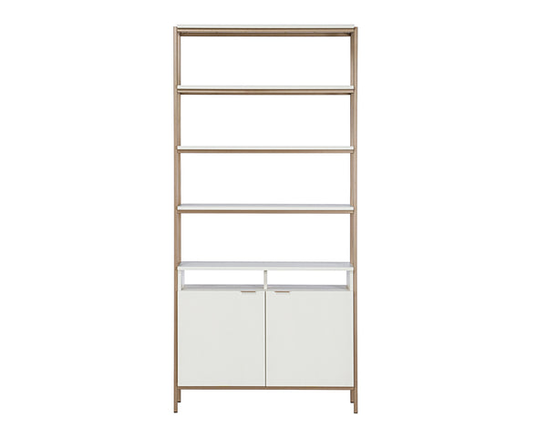 Sunpan Ambrose Modular Bookcase - Modern Oak Design with Elegant Iron Frame, Perfect for Any Space Large - 39.25W x 16.5D x 82.75H