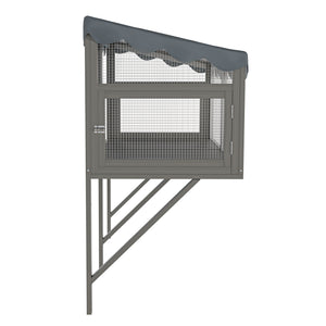 English Elm Cat Catio Window Box Enclosure Solid Wood Frame Mesh Panels Weatherproof Outdoor Perch W3166P354629