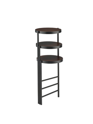 English Elm Namid Multi-Tier Foldable Black Plant Stand with 3 Open Wood Veneer Shelves, Metal Frame, 10lb Limit B2726P287568