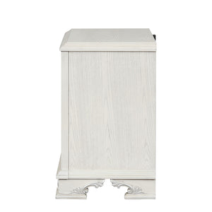 English Elm Traditional French Inspired Nightstand with Usb Charging Dovetail Drawers Creamy Finish B2741P435893