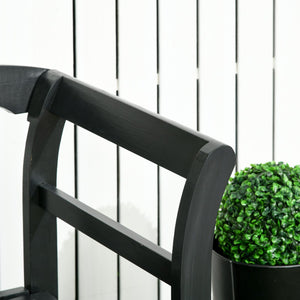 English Elm Outsunny Wooden Patio Bench - Rustic 3-Person Garden Seat With Diamond Backrest & Armrests, Black W2225P174073-GIGA