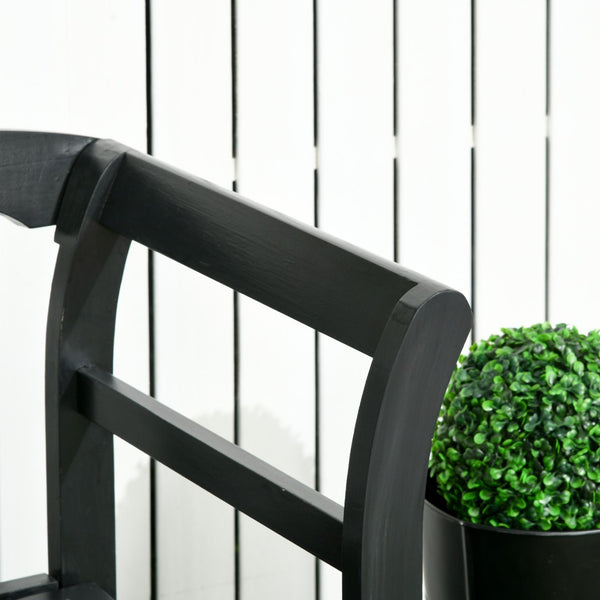 English Elm Outsunny Wooden Patio Bench - Rustic 3-Person Garden Seat With Diamond Backrest & Armrests, Black W2225P174073-GIGA