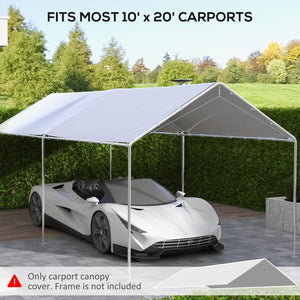 English Elm Car Canopy Replacement Cover Uv Resistant Polyethylene Roof for 9.6 X 19.5 Ft Frames T3971P425819
