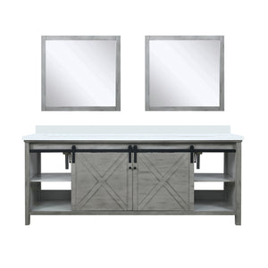 English Elm Ash Grey Double Bath Vanity with Cultured Marble Top, Soft-Close Drawers, Mirrors, Spacious Storage B2731S00908