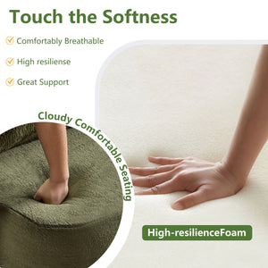 English Elm 71-inch plush folding sofa bed with high-density foam, faux fur futon convertible for guests and yoga Green W1829P362308