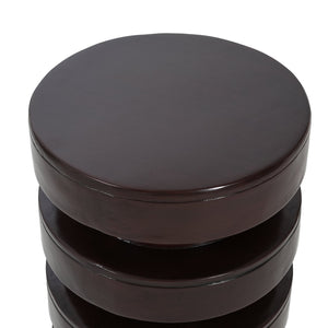 English Elm Modern Mgo Three Tier Round Accent Table Weather Resistant Patio and Living Room Decor Brown N770P359379B